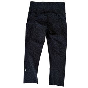 Lululemon Fast & Free Crop II 19” Leggings Camo 4 Logo Deep Coal Yoga Outdoor
